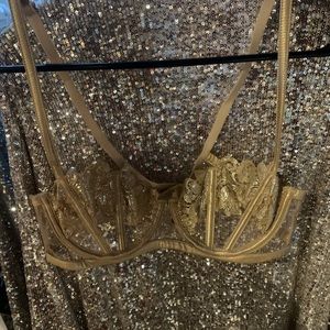 Honey Birdette Amelie Gold Bra Size 34B
